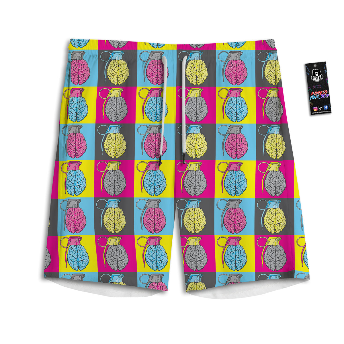 Brain Bomb Colorful Print Pattern Men's Athletic Shorts