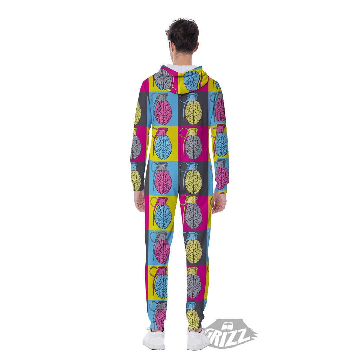 Brain Bomb Colorful Print Pattern Men's Jumpsuit-grizzshop