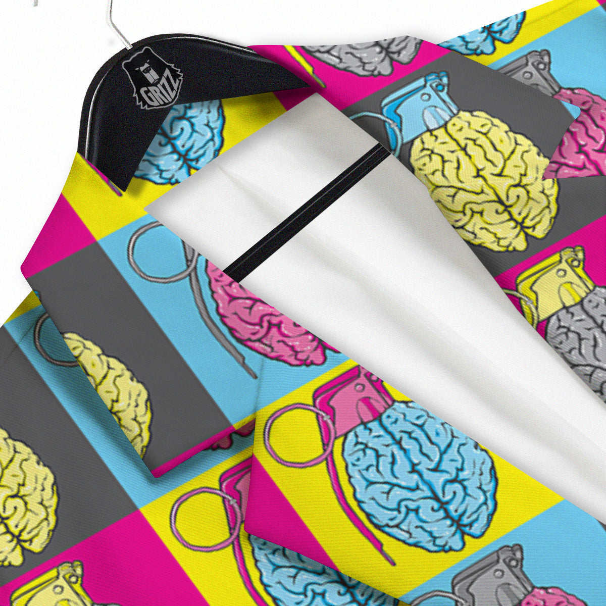 Brain Bomb Colorful Print Pattern Men's Sport Coat-grizzshop