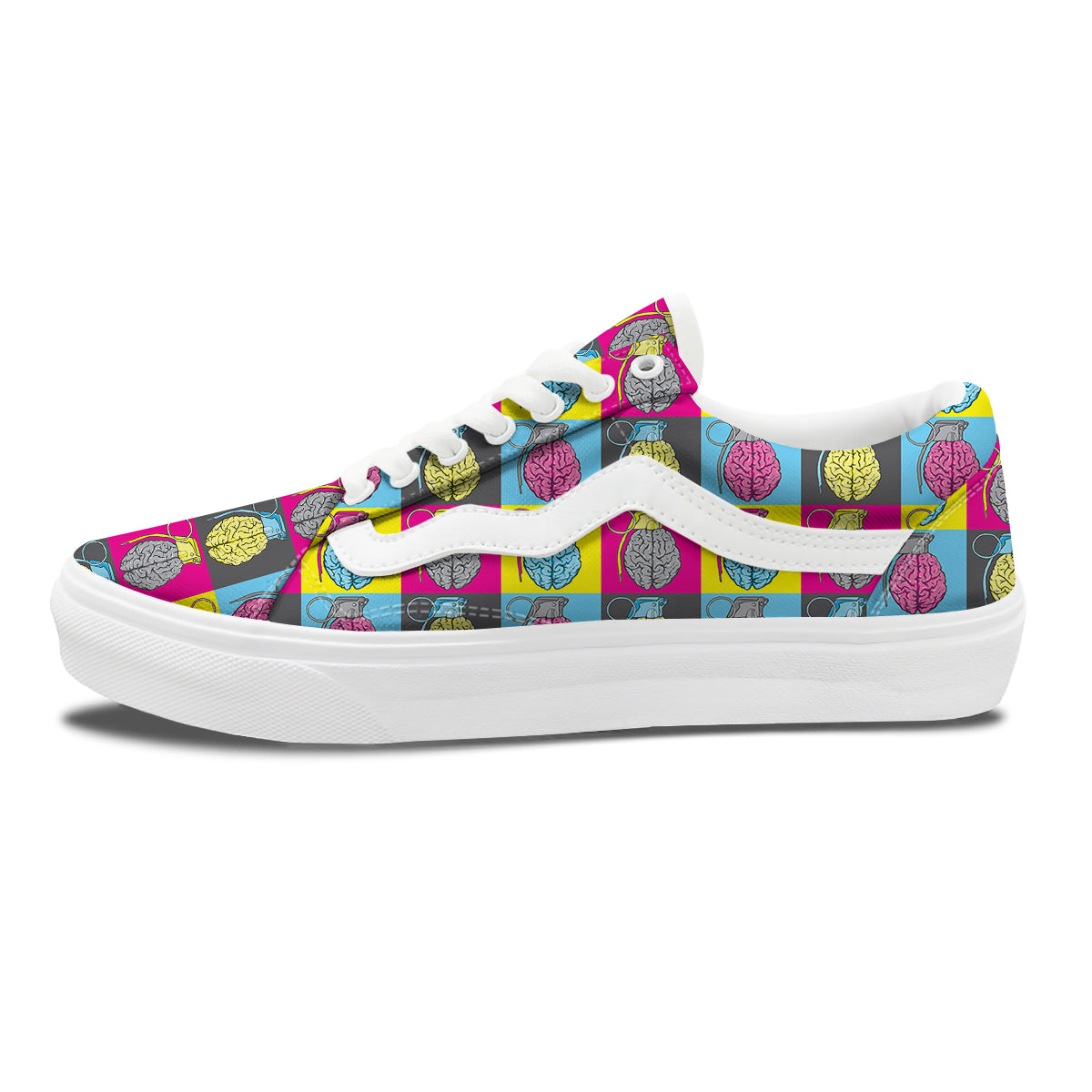 Brain Bomb Colorful Print Pattern Skate Shoes-grizzshop