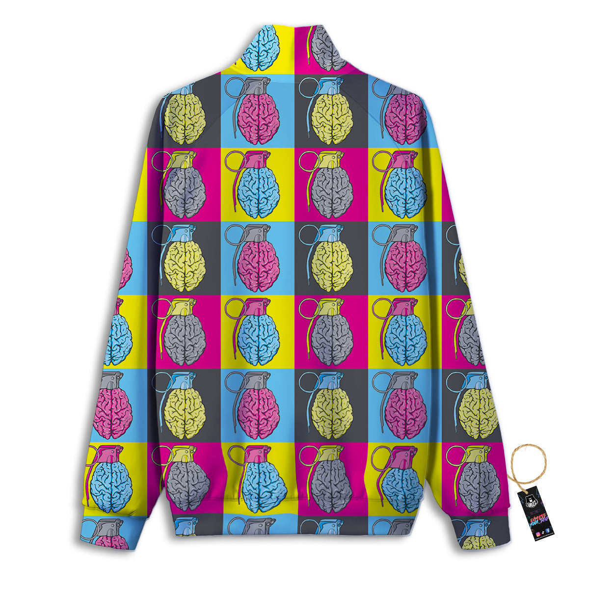 Brain Bomb Colorful Print Pattern Track Jacket-grizzshop