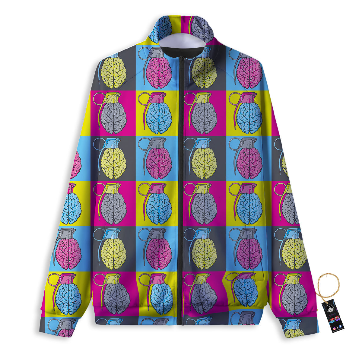 Brain Bomb Colorful Print Pattern Track Jacket-grizzshop