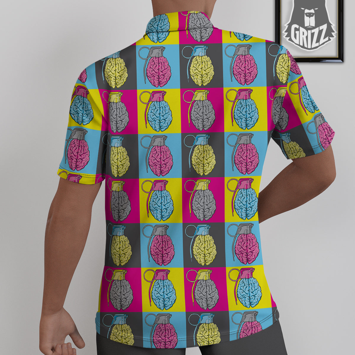 Brain Bomb Colorful Print Pattern Untucked Shirts-grizzshop