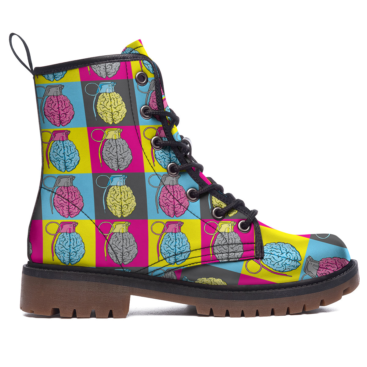 Brain Bomb Colorful Print Pattern Work Boots-grizzshop