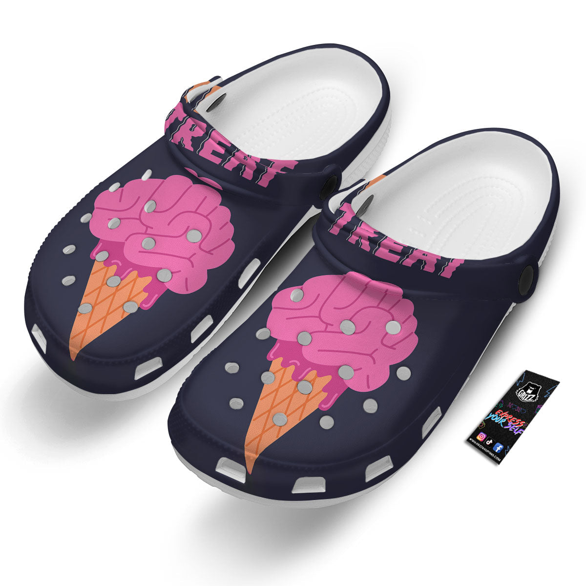 Brain Halloween Print Clog-grizzshop