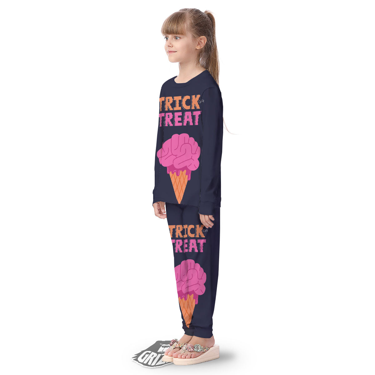 Brain Halloween Print Kid's Pajamas-grizzshop