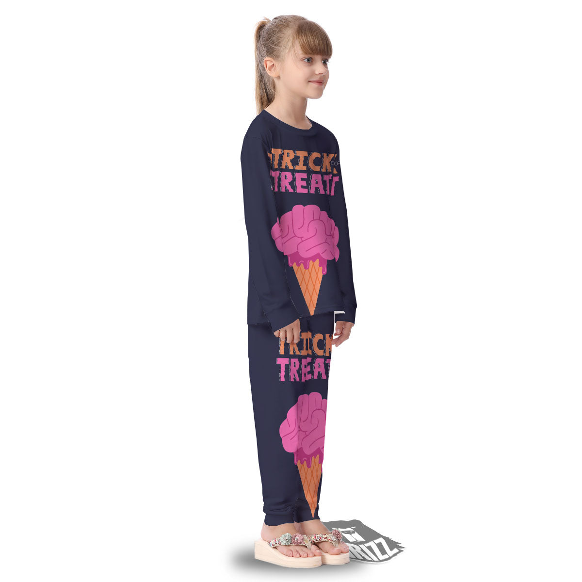 Brain Halloween Print Kid's Pajamas-grizzshop