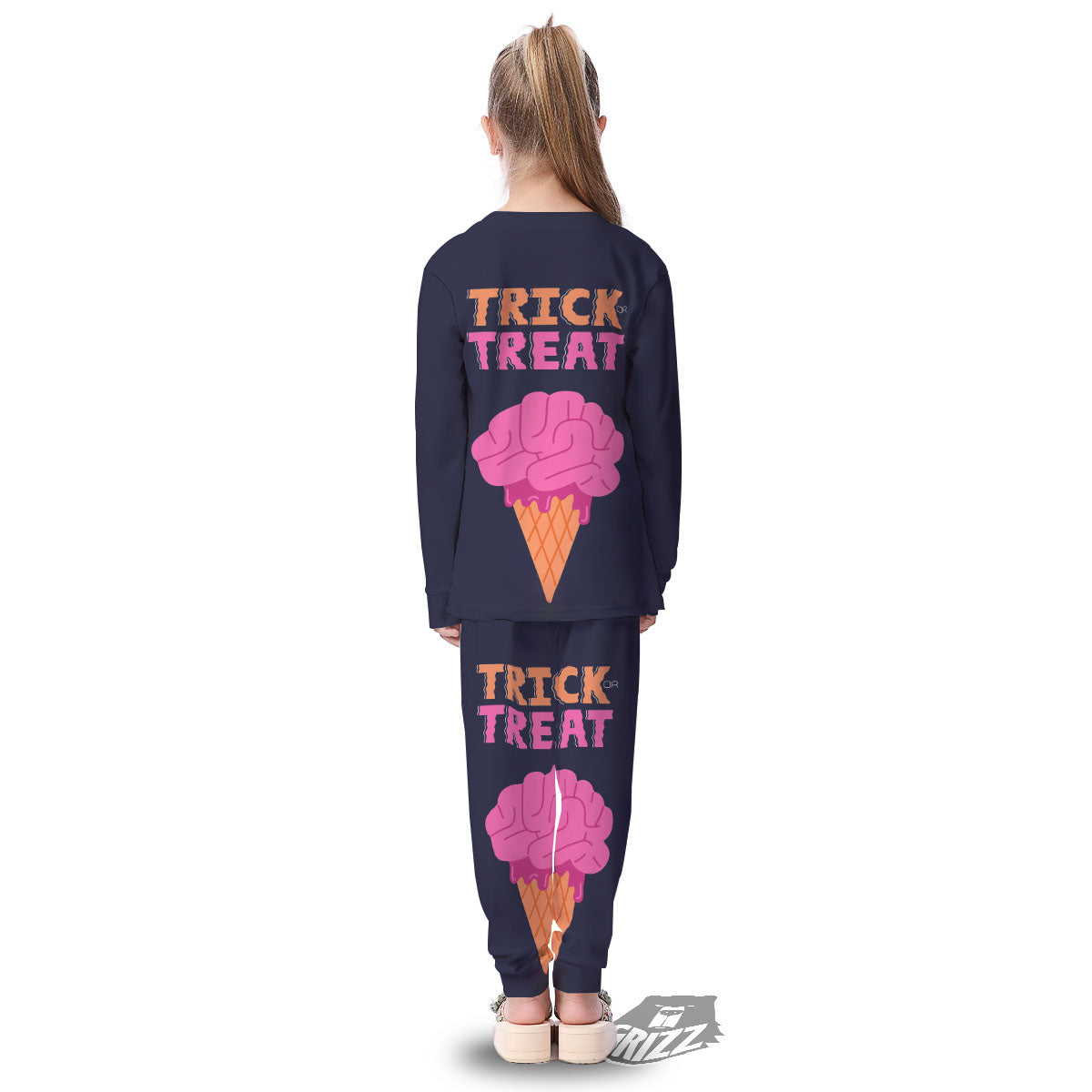 Brain Halloween Print Kid's Pajamas-grizzshop