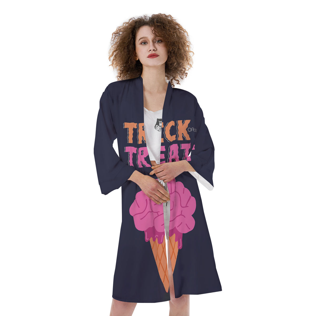 Brain Halloween Print Kimono-grizzshop
