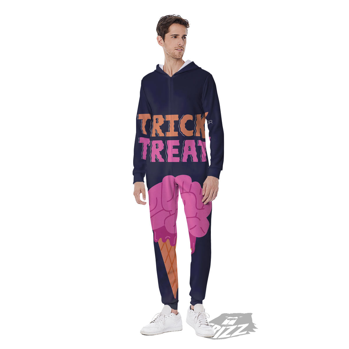 Brain Halloween Print Men's Jumpsuit-grizzshop