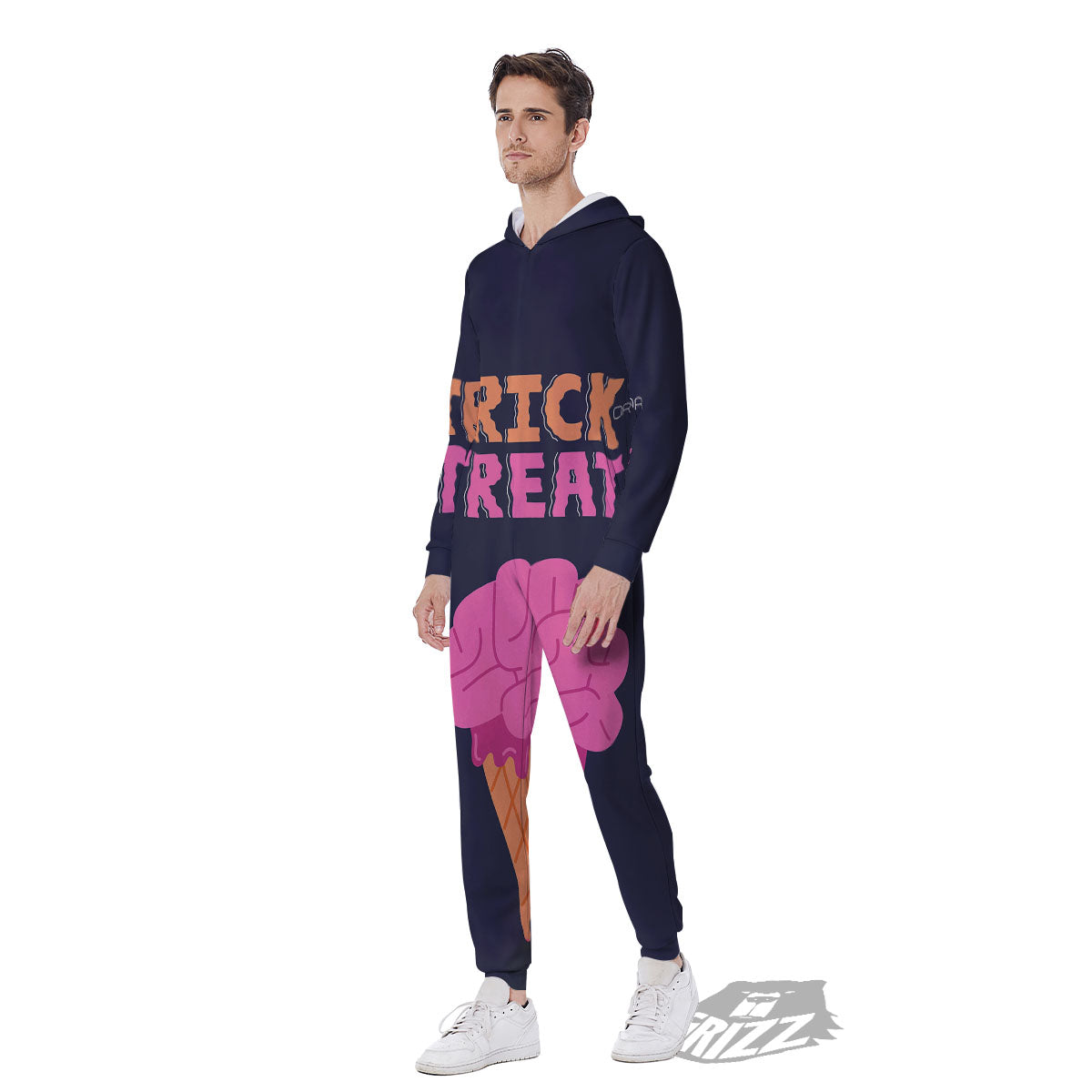 Brain Halloween Print Men's Jumpsuit-grizzshop