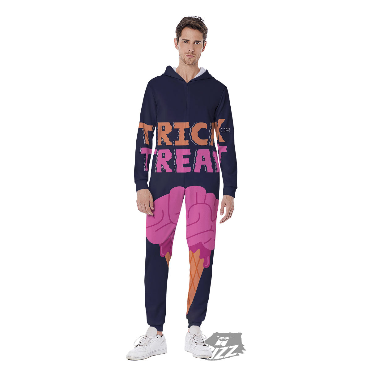 Brain Halloween Print Men's Jumpsuit-grizzshop