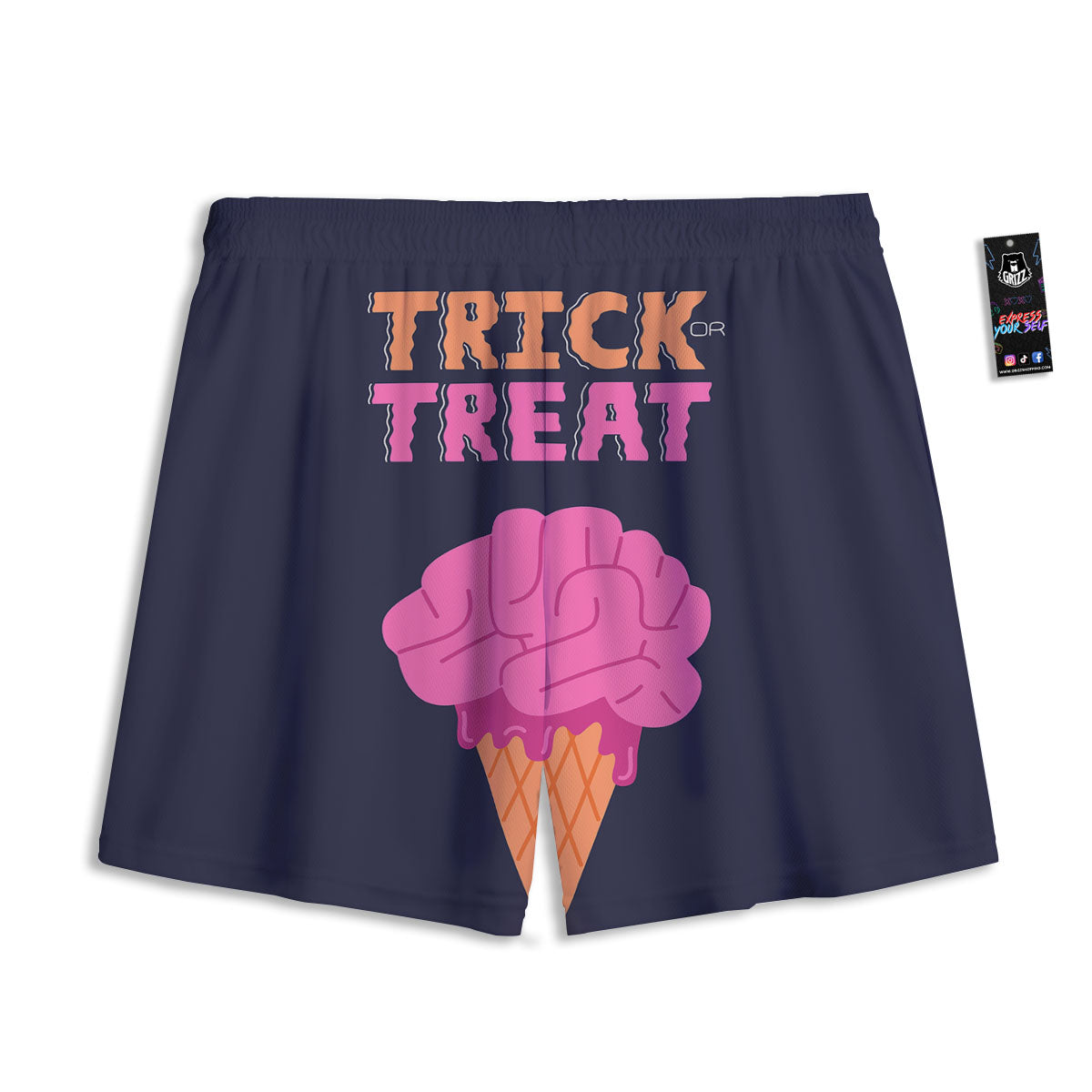 Brain Halloween Print Mesh Shorts