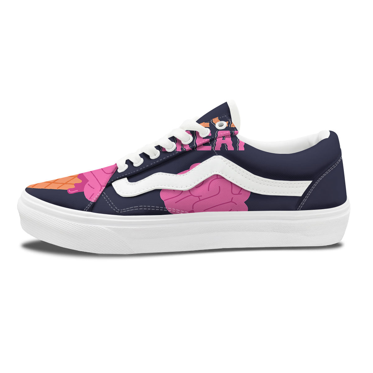 Brain Halloween Print Skate Shoes-grizzshop