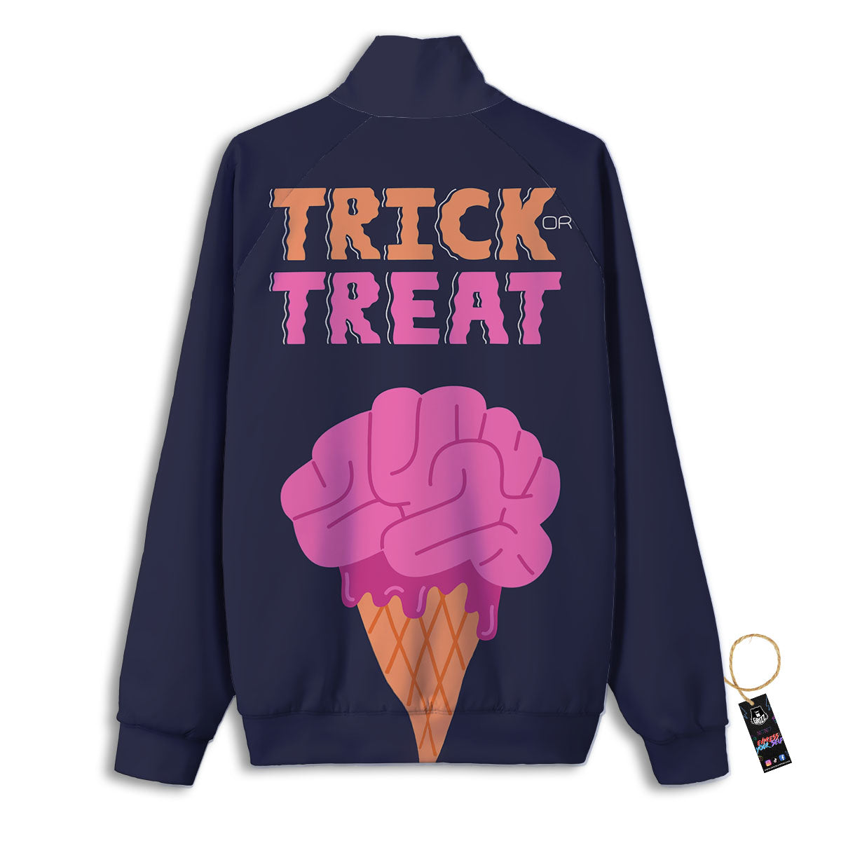 Brain Halloween Print Track Jacket-grizzshop