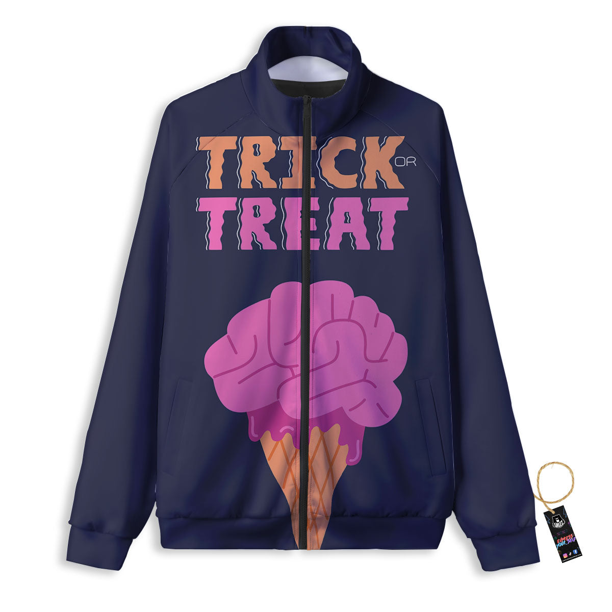 Brain Halloween Print Track Jacket-grizzshop