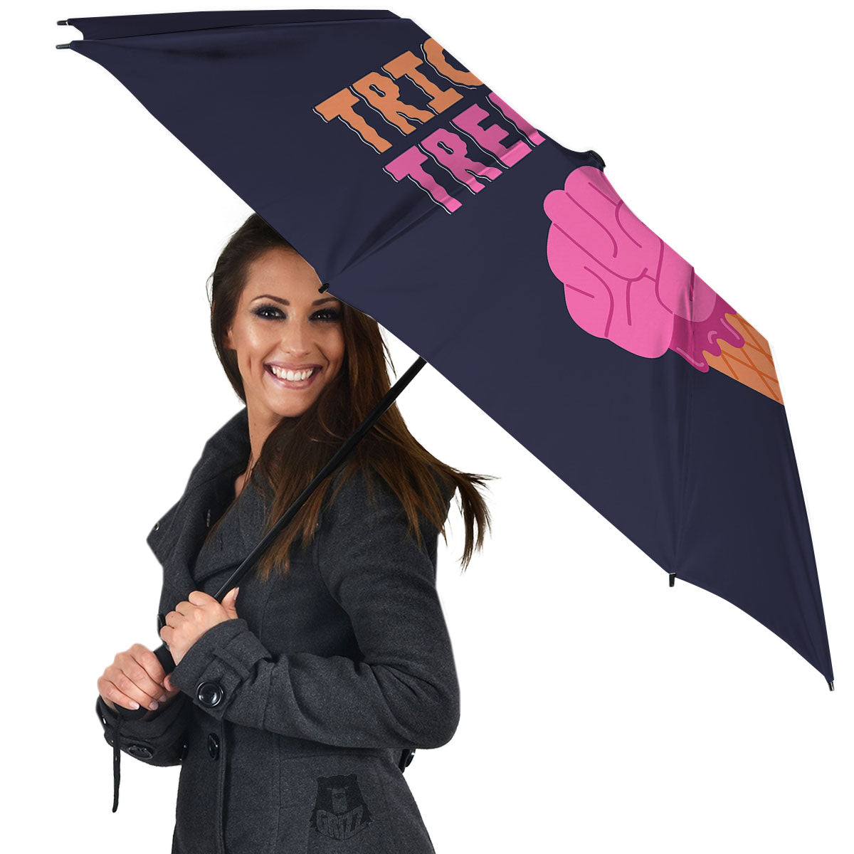 Brain Halloween Print Umbrella-grizzshop