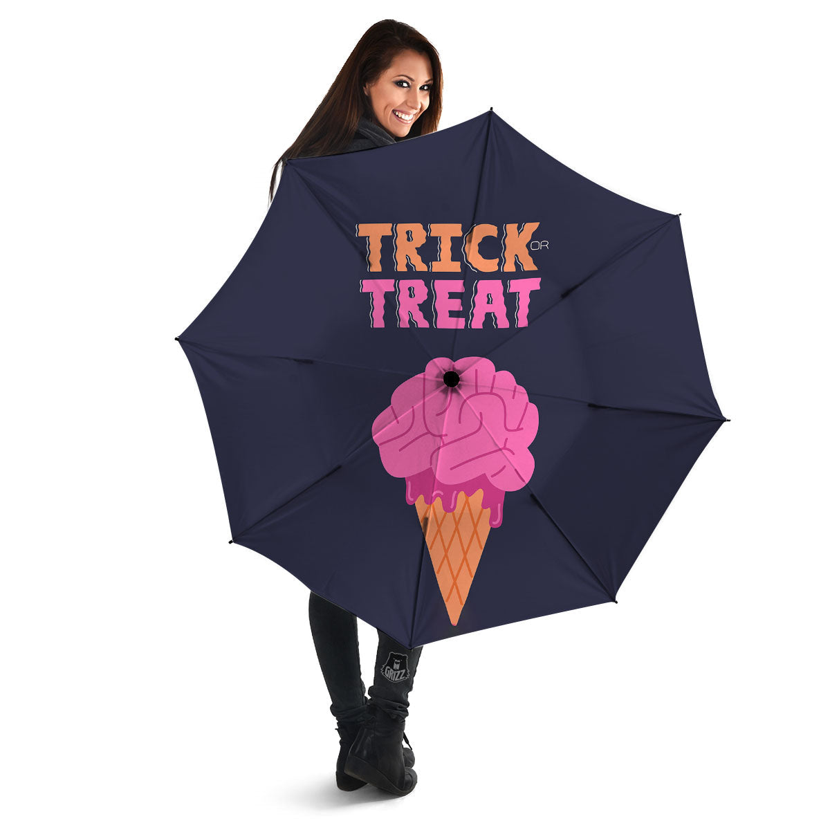 Brain Halloween Print Umbrella-grizzshop