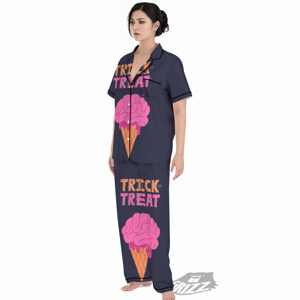 Brain Halloween Print Women's Pajamas Set-grizzshop