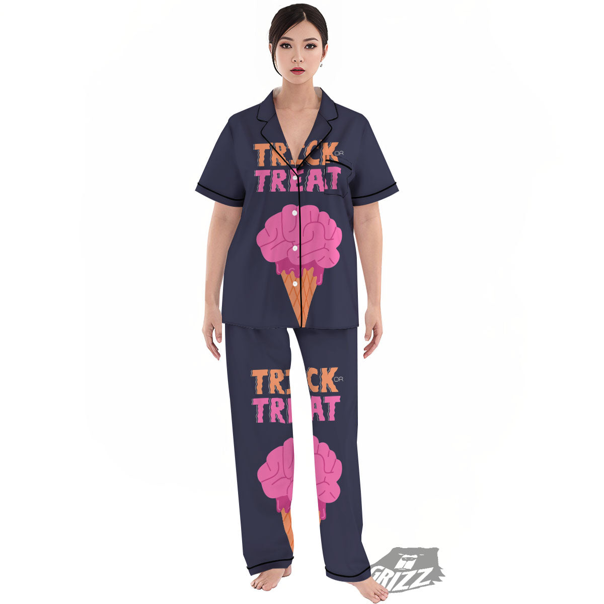 Brain Halloween Print Women's Pajamas Set-grizzshop