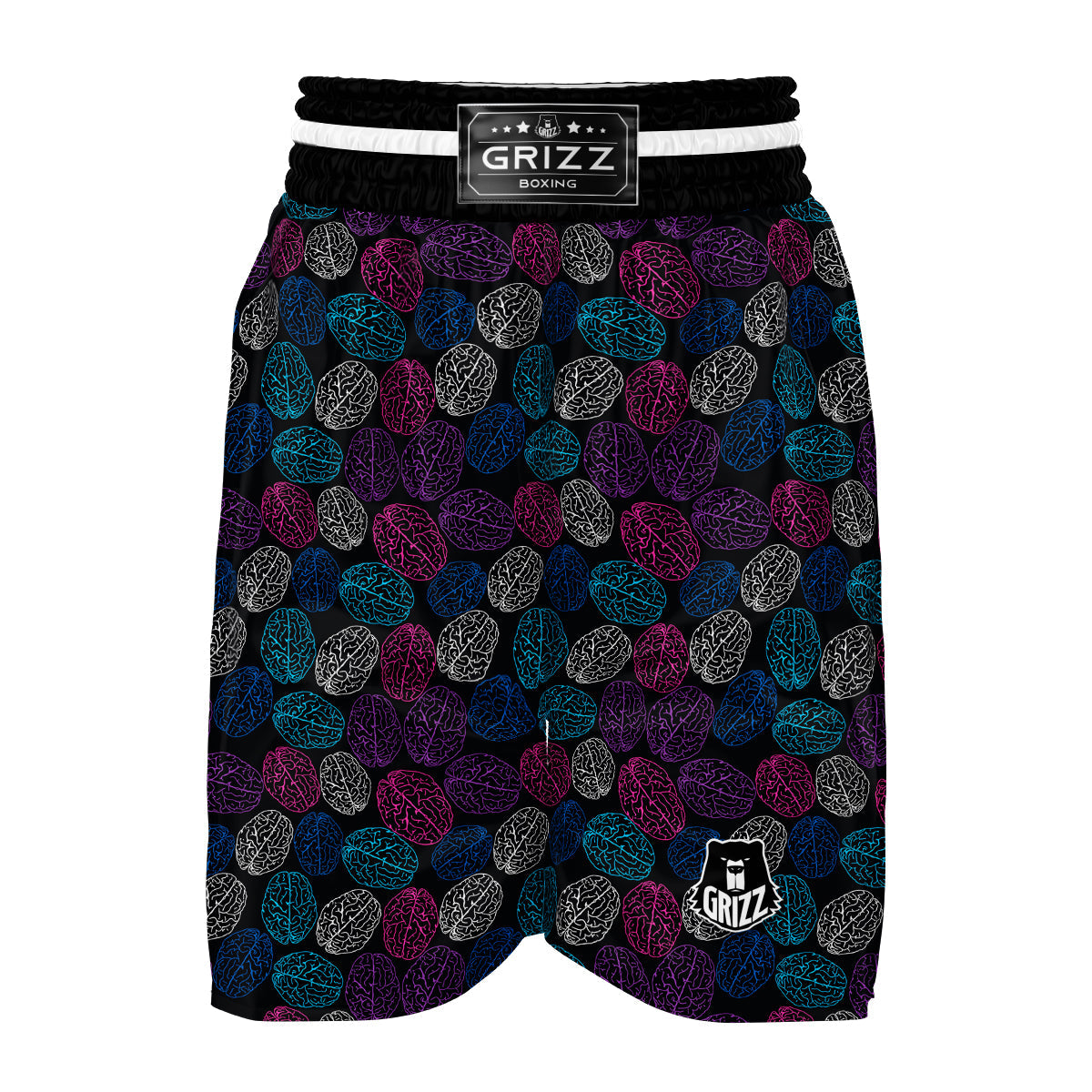 Brain Pattern Print Boxing Shorts-grizzshop