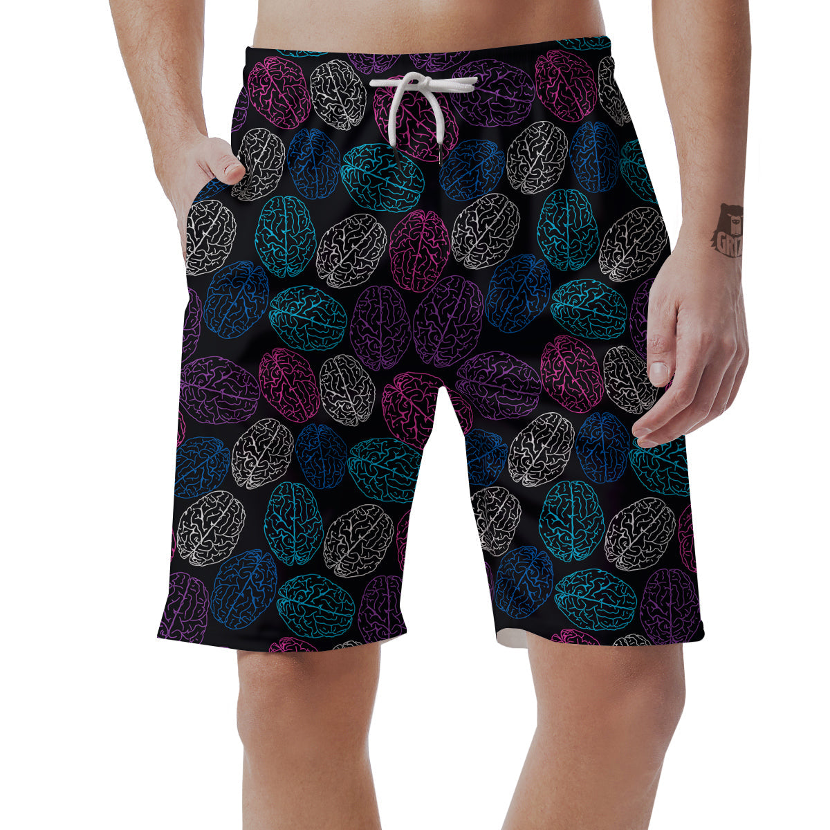 Brain Pattern Print Men's Shorts-grizzshop