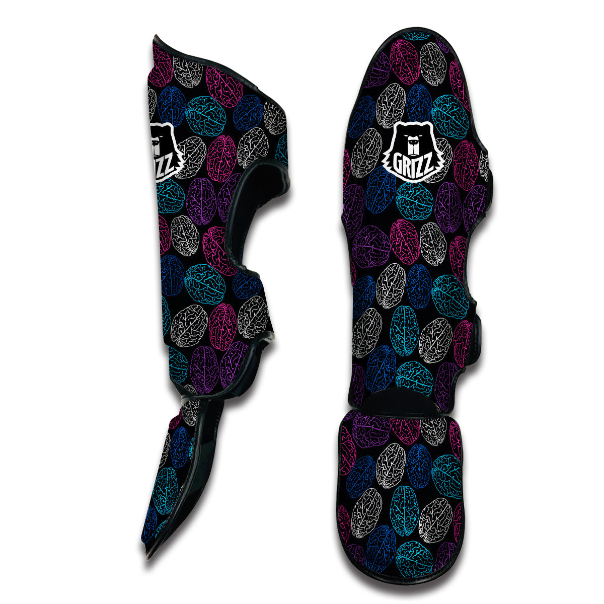 Brain Pattern Print Muay Thai Shin Guards-grizzshop