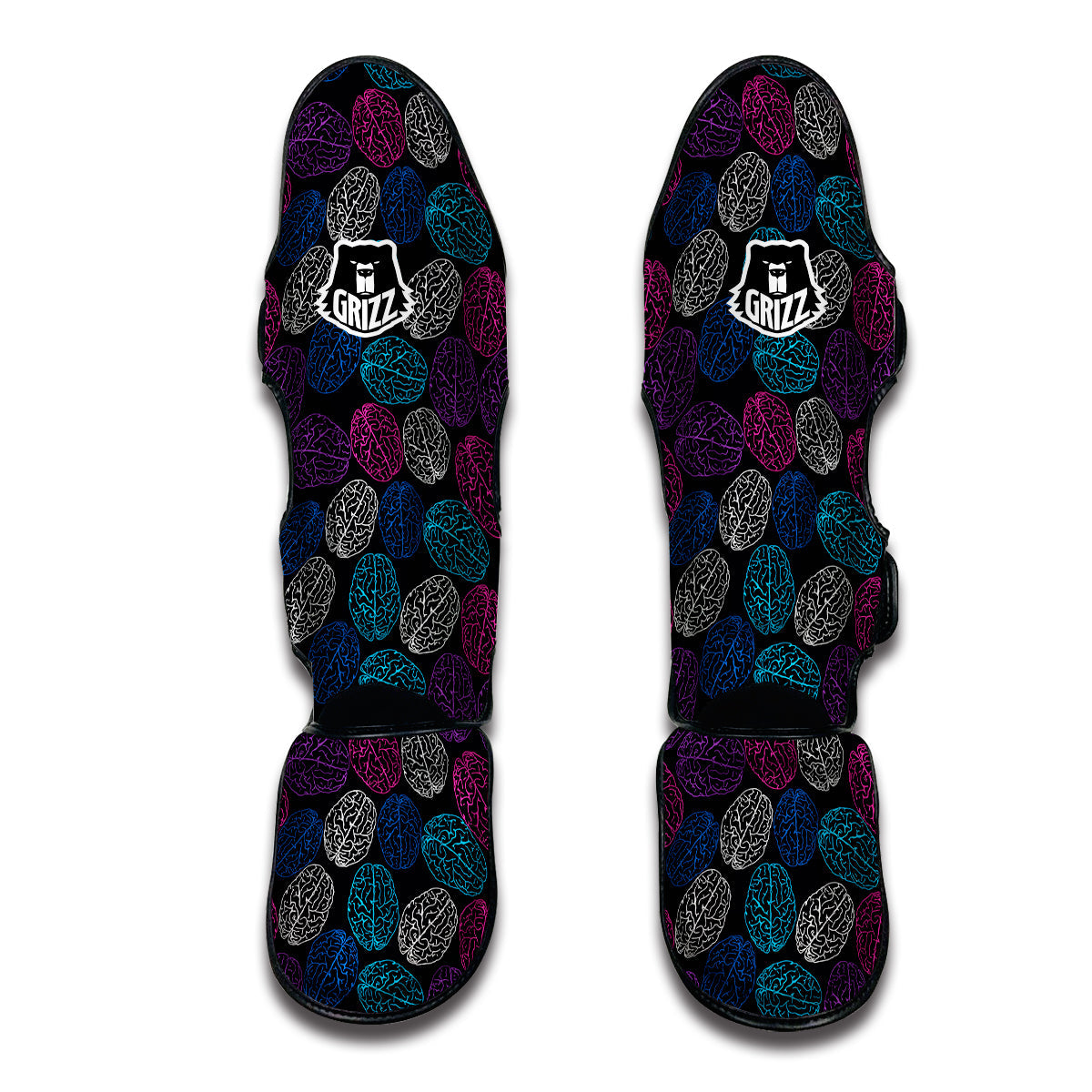 Brain Pattern Print Muay Thai Shin Guards-grizzshop