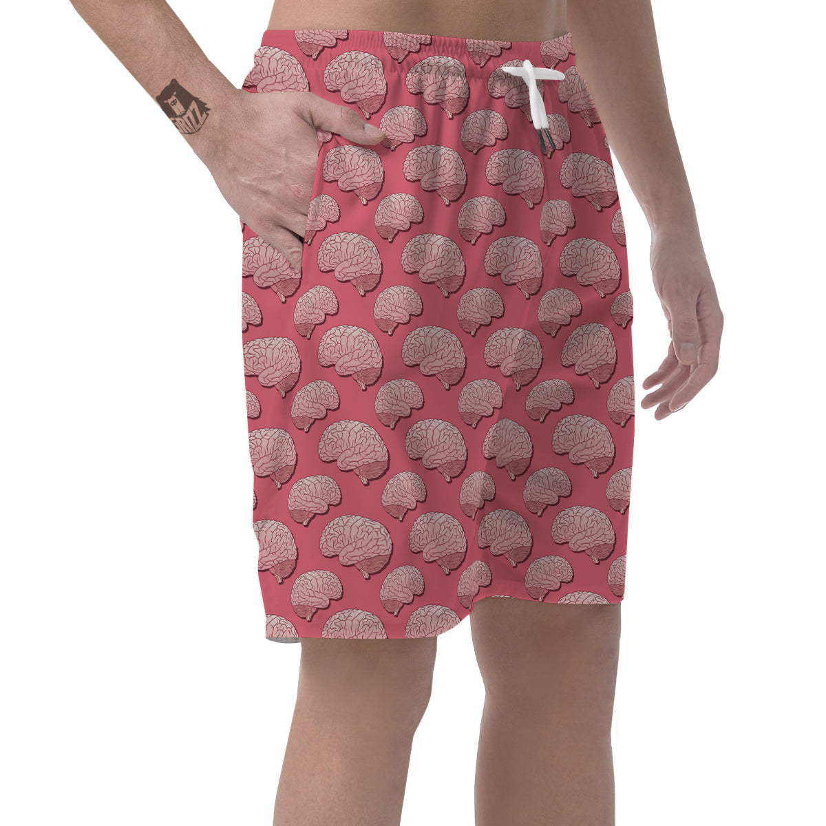 Brain Pink Pattern Print Men's Shorts-grizzshop