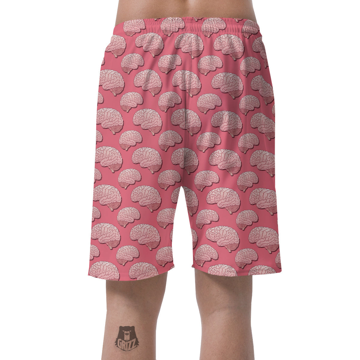 Brain Pink Pattern Print Men's Shorts-grizzshop