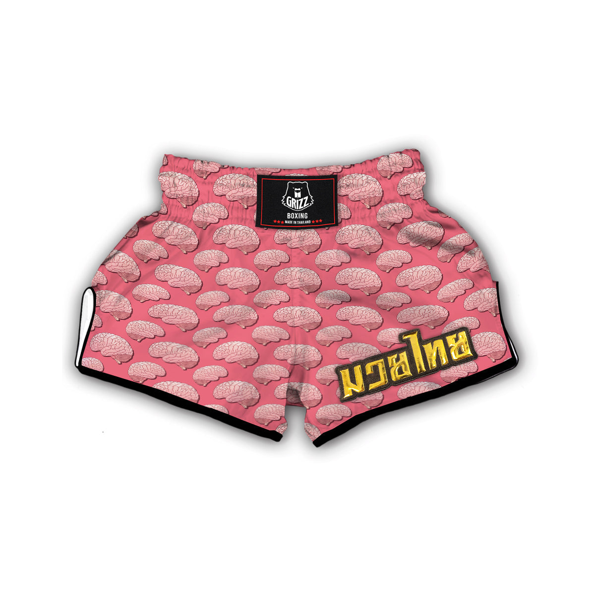 Brain Pink Pattern Print Muay Thai Boxing Shorts-grizzshop