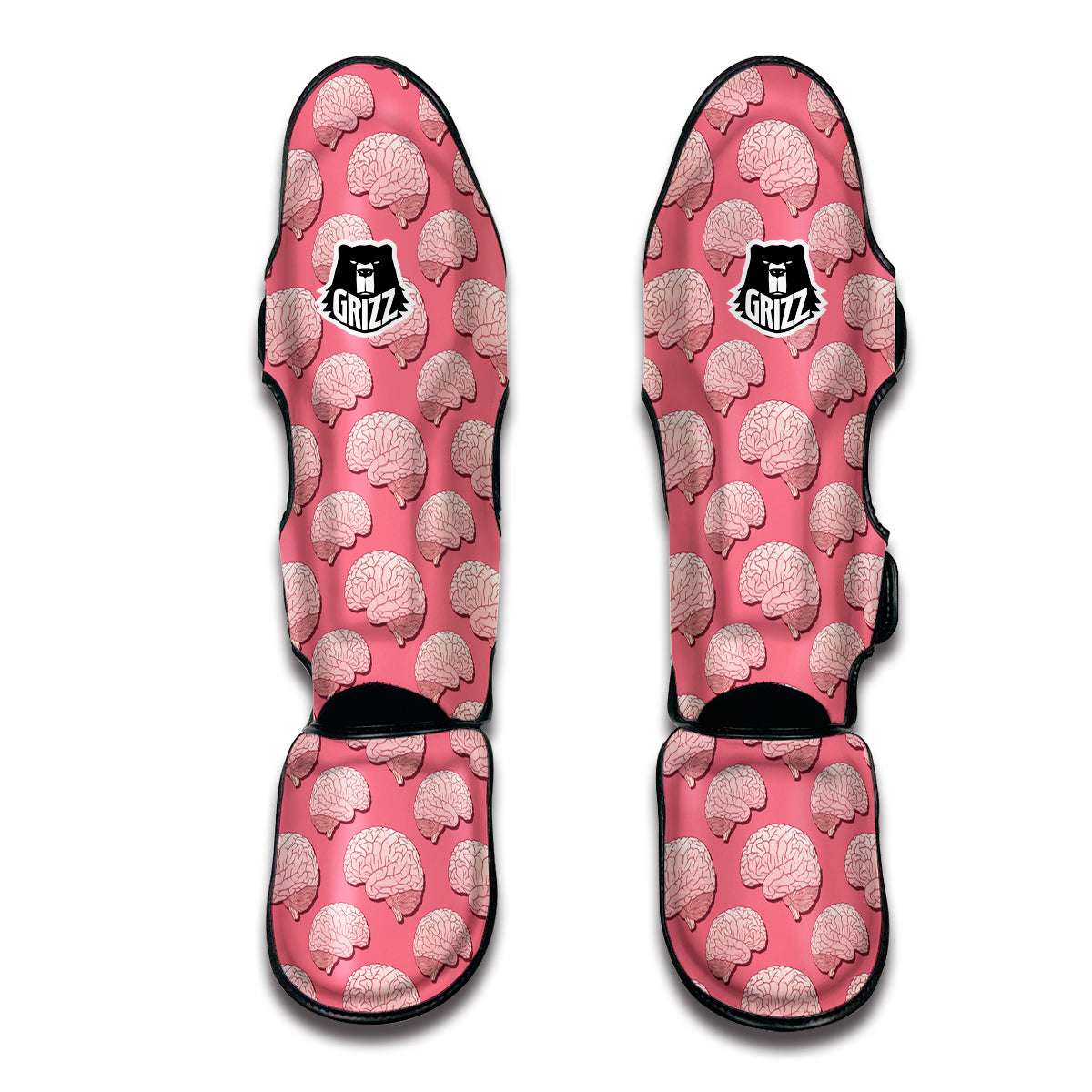 Brain Pink Pattern Print Muay Thai Shin Guards-grizzshop