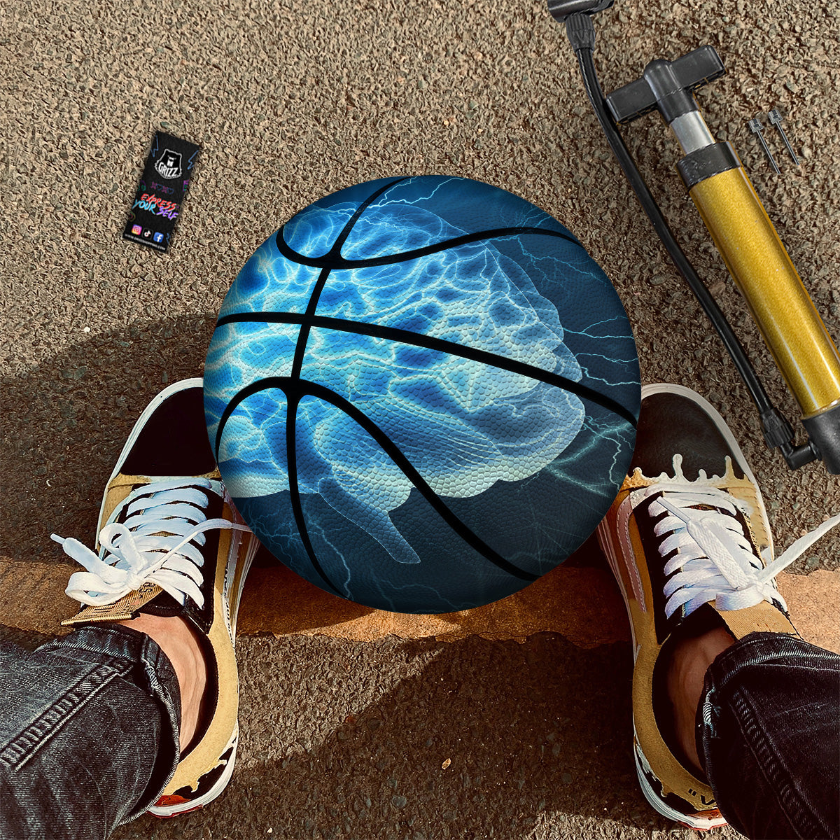 Brain Activity Blue Electrical Print Basketball