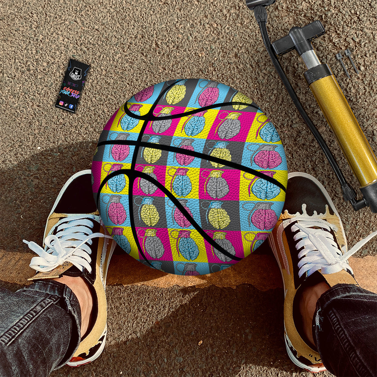 Brain Bomb Colorful Print Pattern Basketball