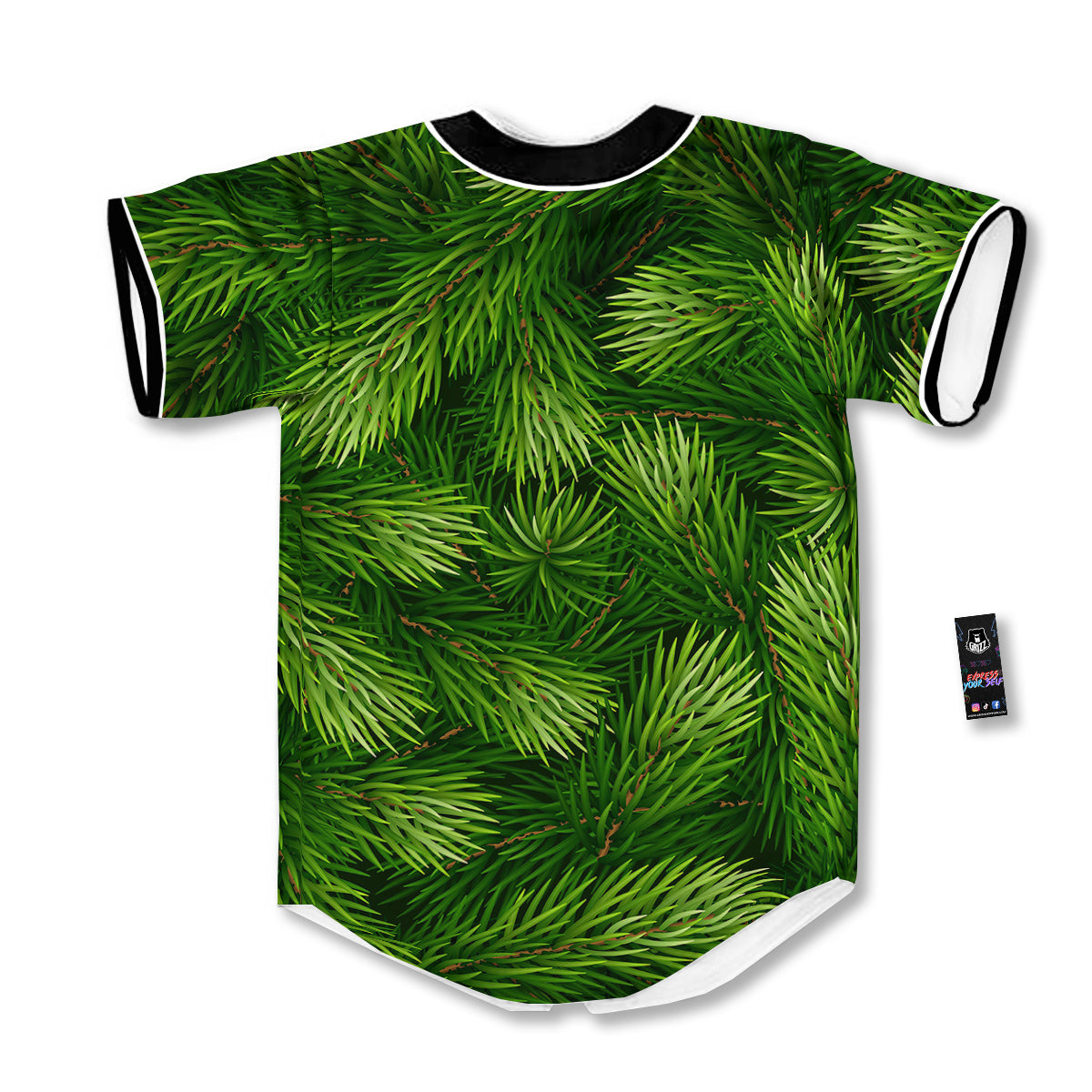 Branches Christmas Tree Print Baseball Jersey-grizzshop