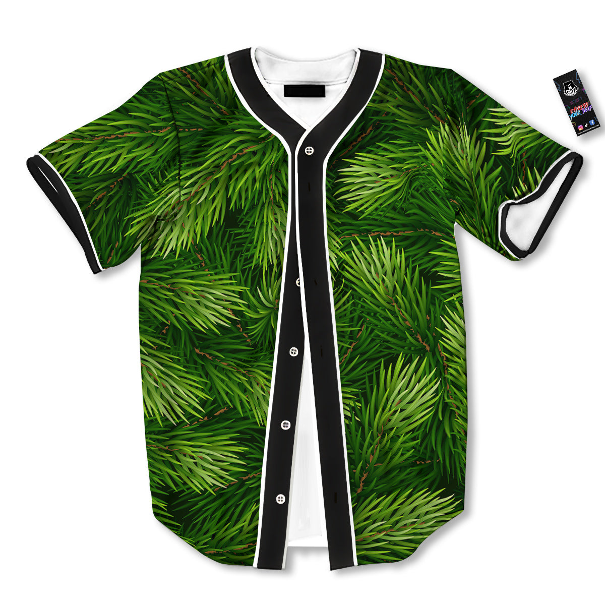 Branches Christmas Tree Print Baseball Jersey-grizzshop