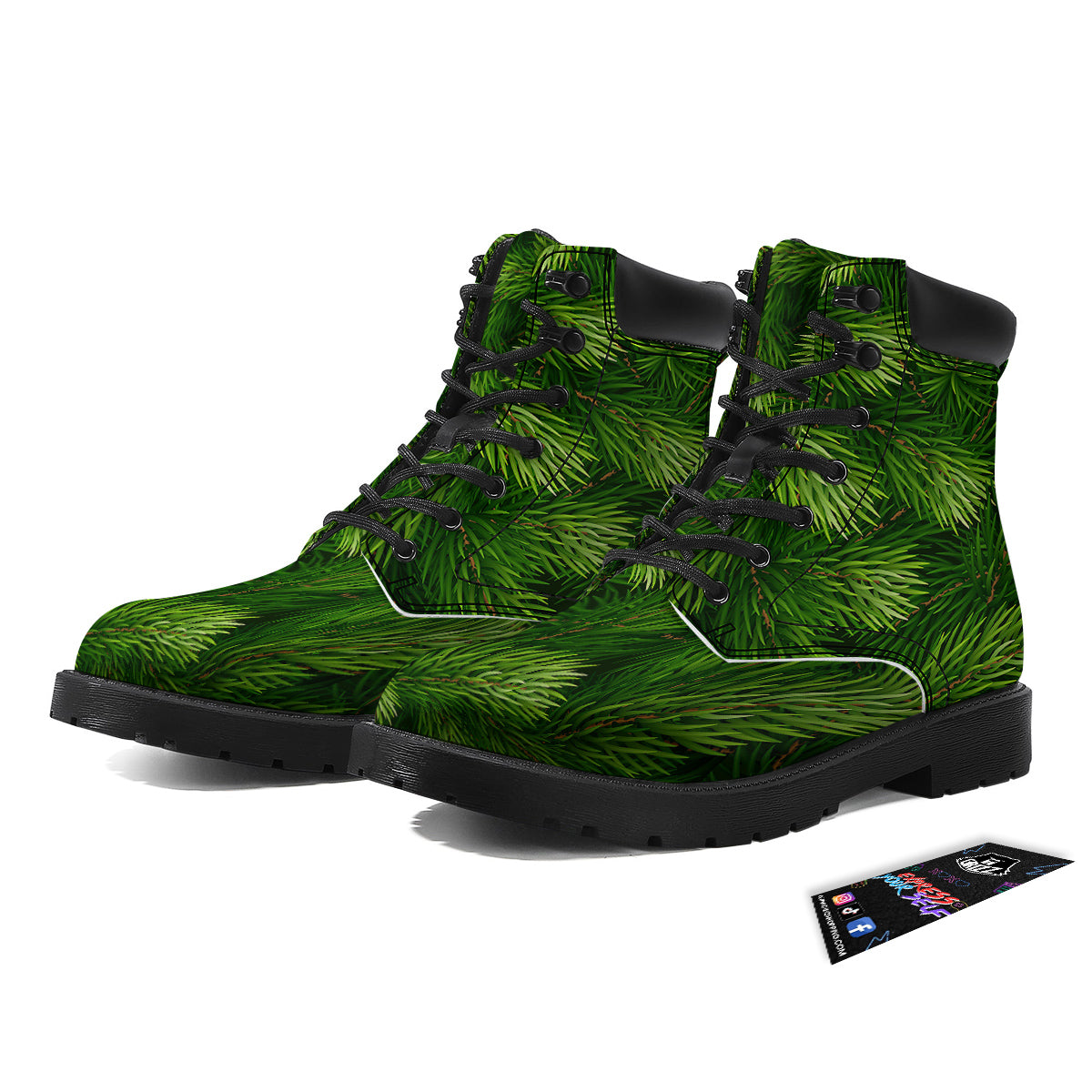 Branches Christmas Tree Print Boots-grizzshop