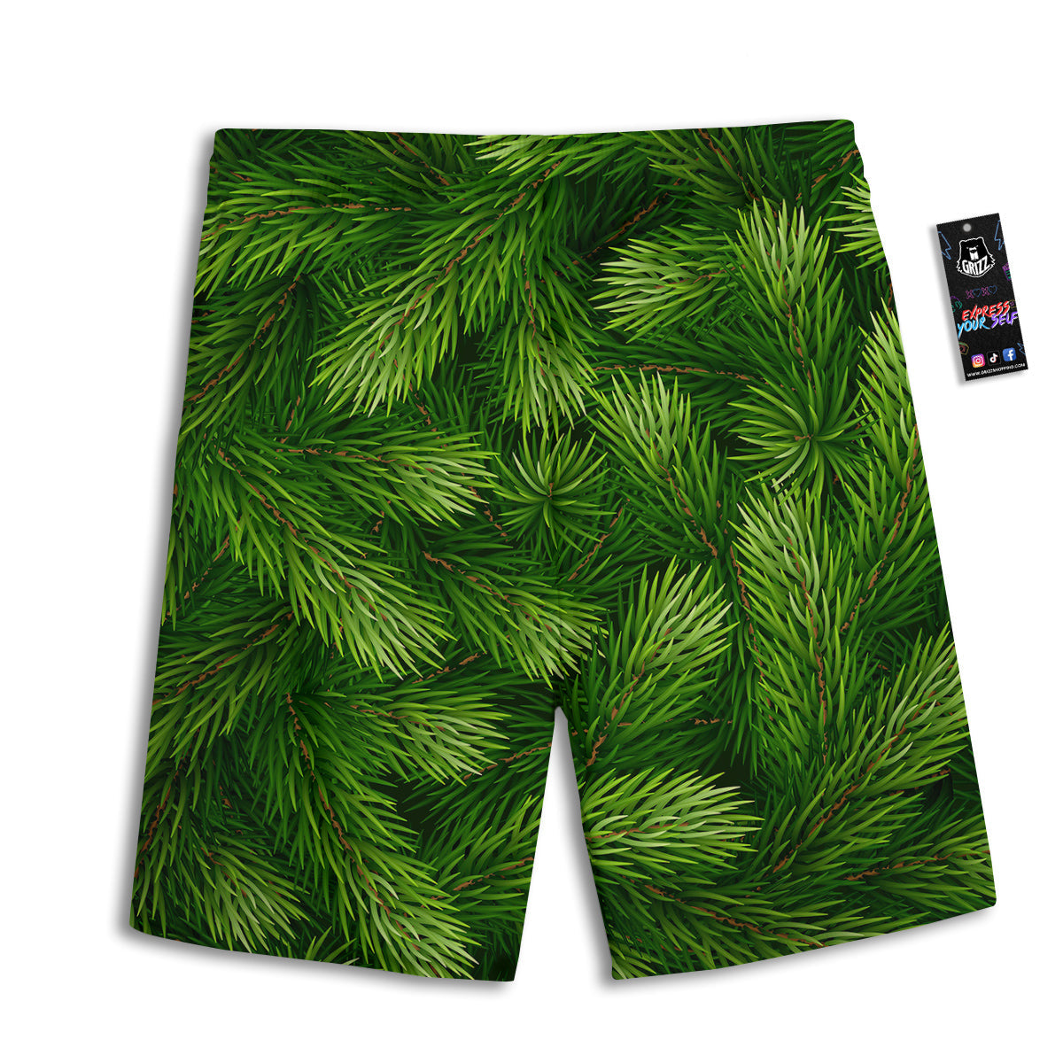 Branches Christmas Tree Print Men's Athletic Shorts
