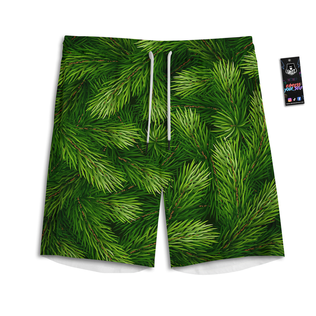 Branches Christmas Tree Print Men's Athletic Shorts