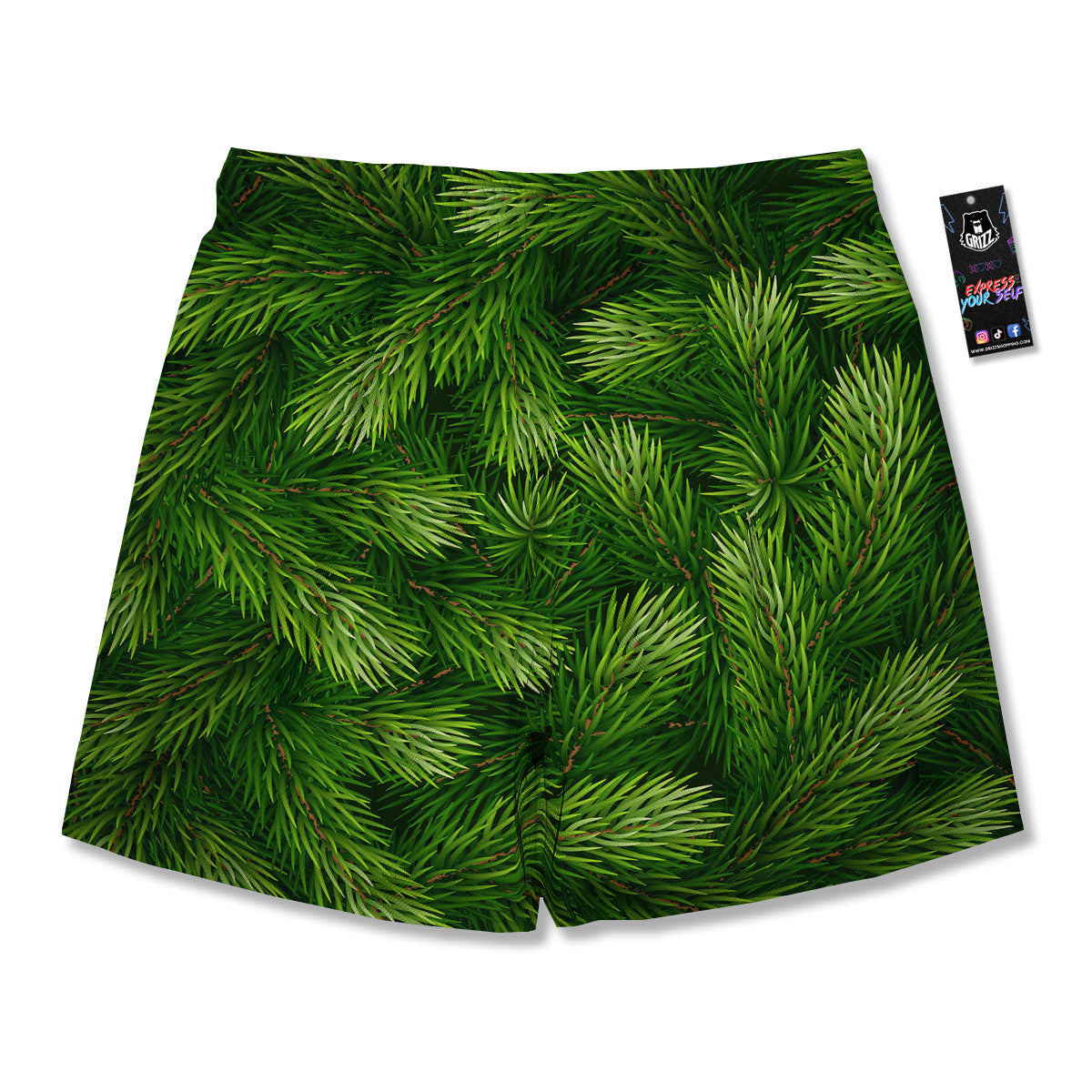 Branches Christmas Tree Print Men's Running Shorts-grizzshop