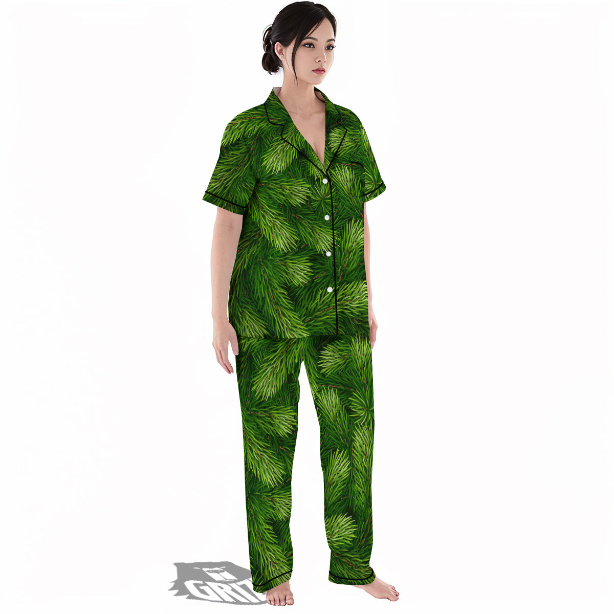 Branches Christmas Tree Print Women's Pajamas Set-grizzshop