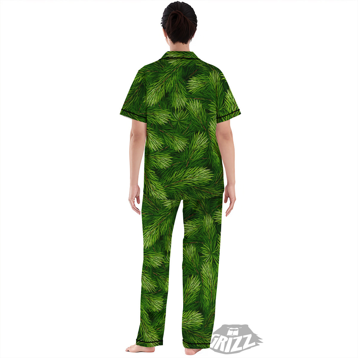 Branches Christmas Tree Print Women's Pajamas Set-grizzshop