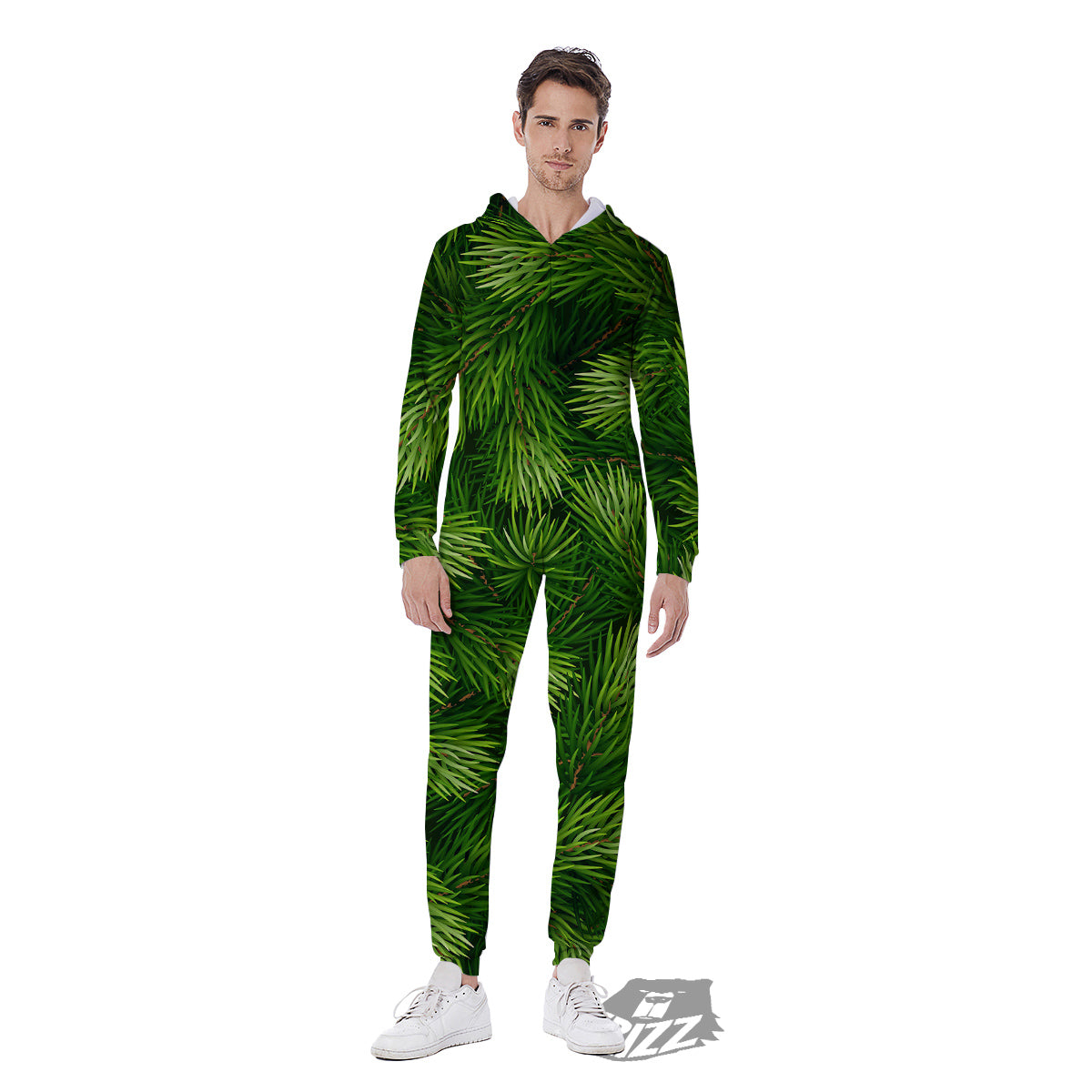 Branches Christmas Tree Print Men's Jumpsuit-grizzshop