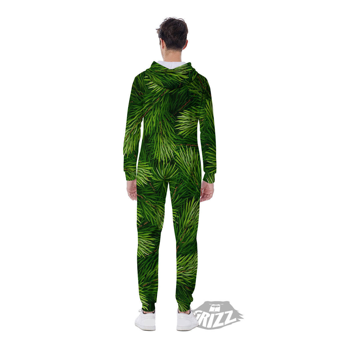 Branches Christmas Tree Print Men's Jumpsuit-grizzshop