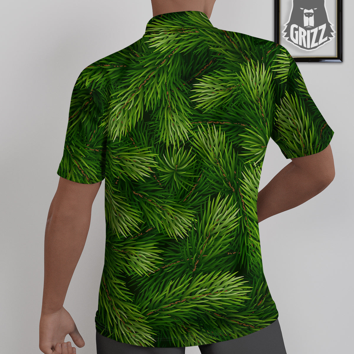 Branches Christmas Tree Print Untucked Shirts-grizzshop