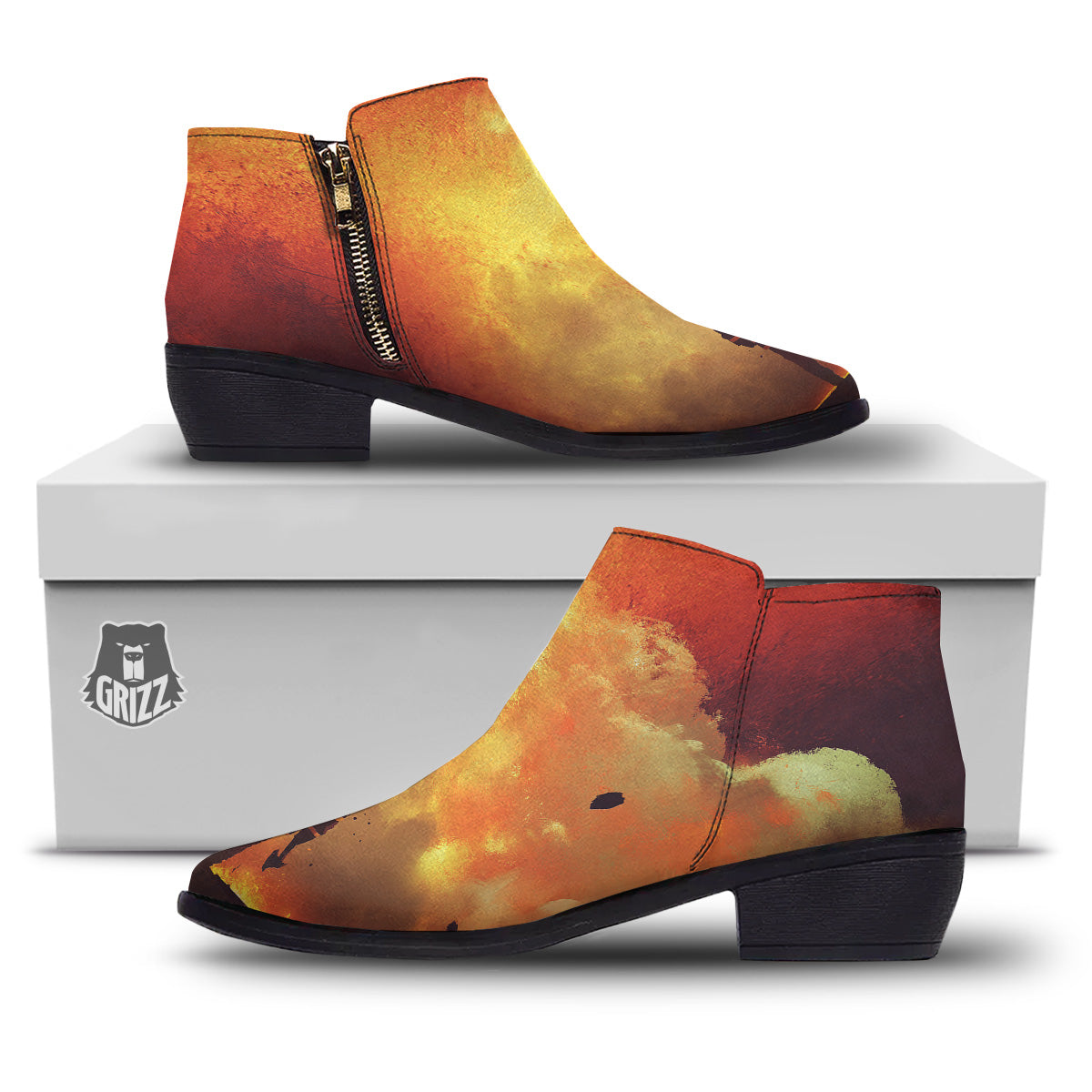 Brave Firefighter In The Fire Print Ankle Boots-grizzshop