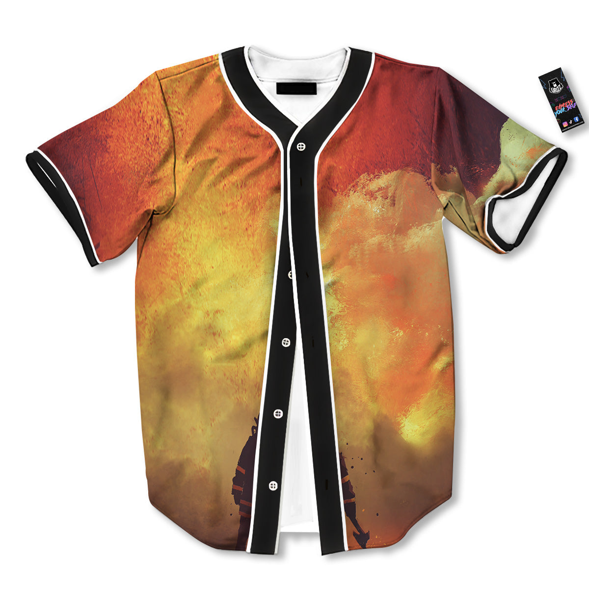 Brave Firefighter In The Fire Print Baseball Jersey-grizzshop