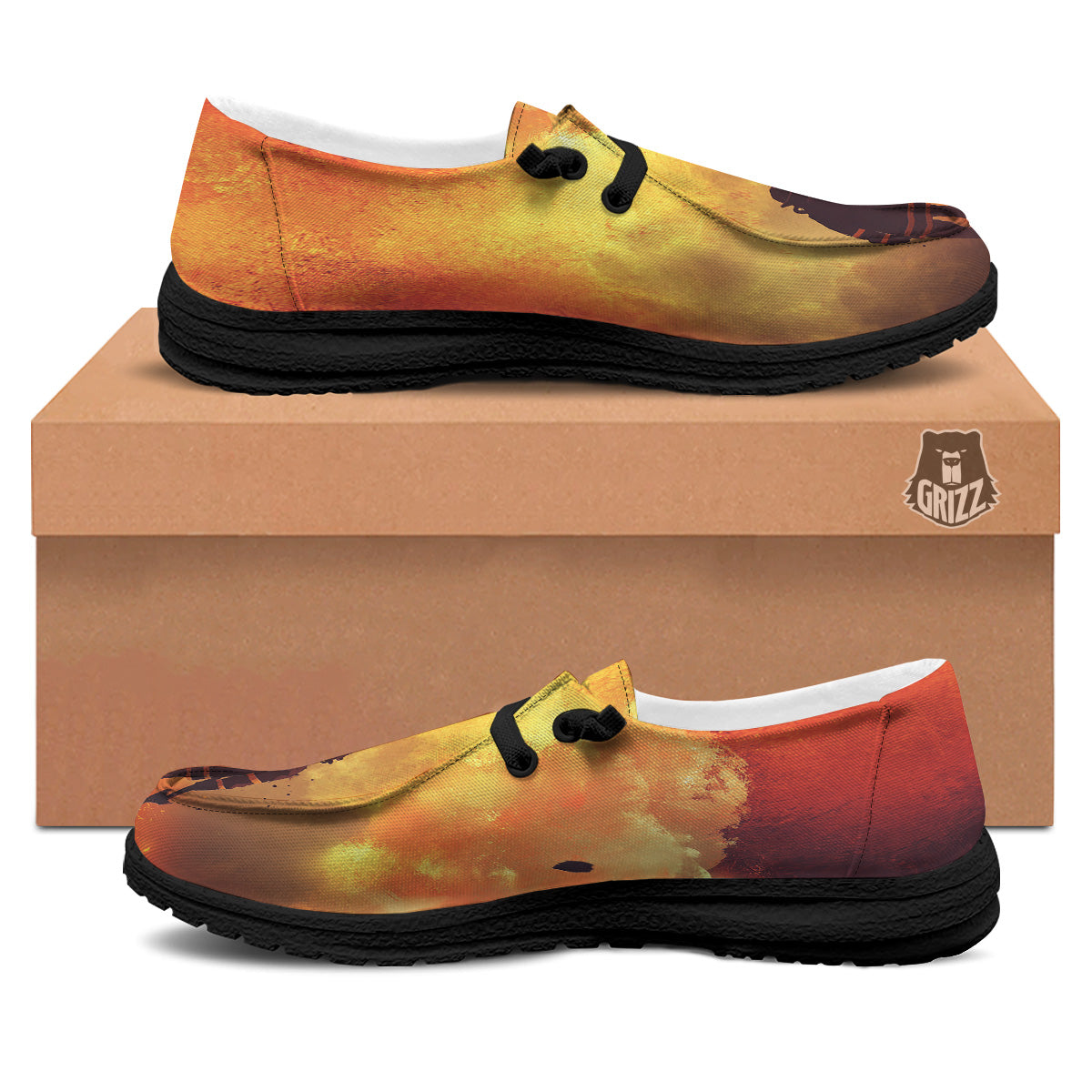 Brave Firefighter In The Fire Print Black Loafers-grizzshop