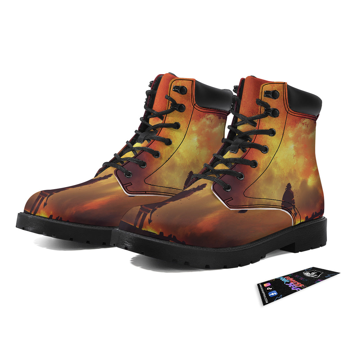 Brave Firefighter In The Fire Print Boots-grizzshop