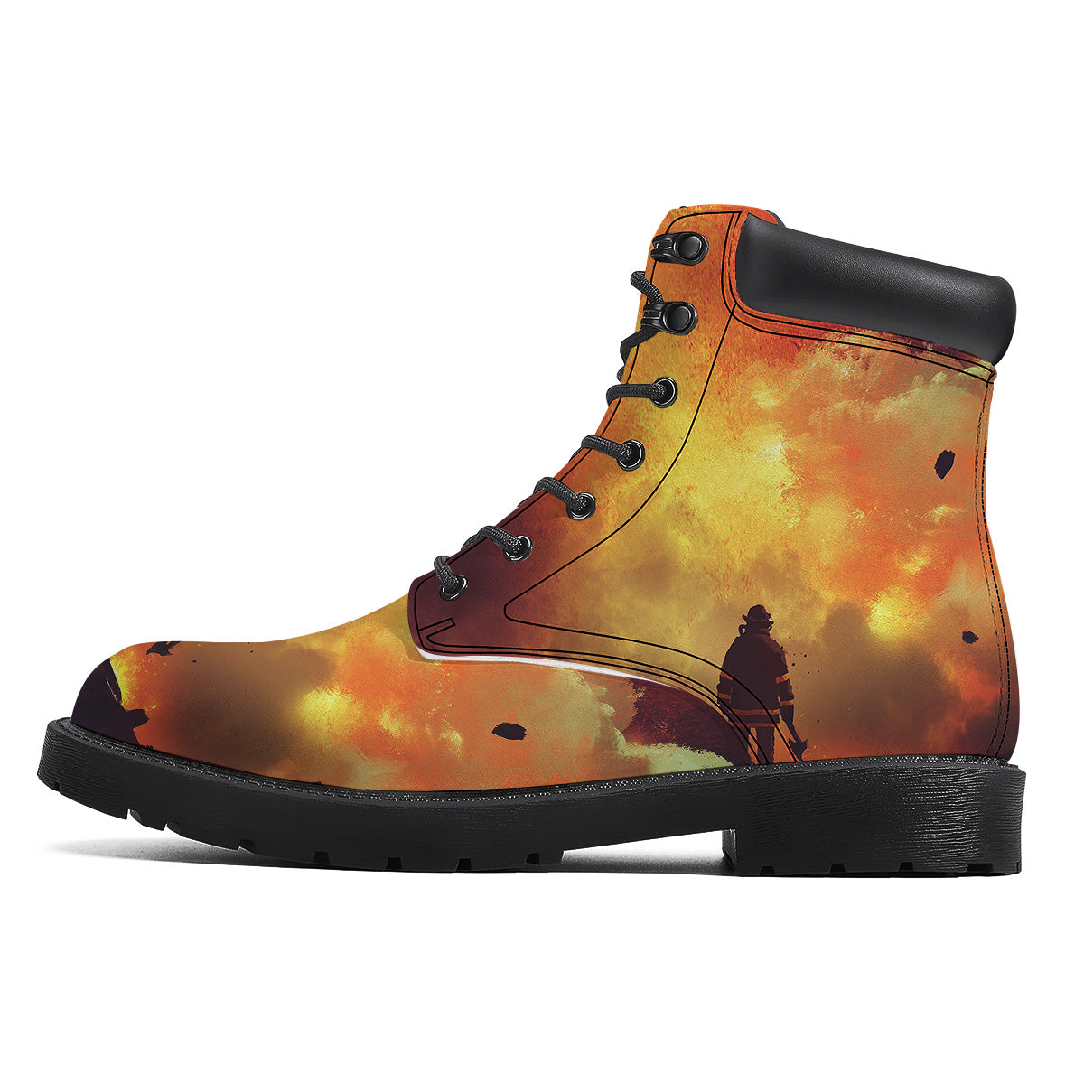 Brave Firefighter In The Fire Print Boots-grizzshop
